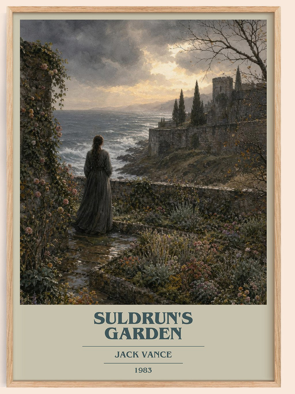 Suldrun's Garden book cover book poster by Jack Vance – framed literary art print