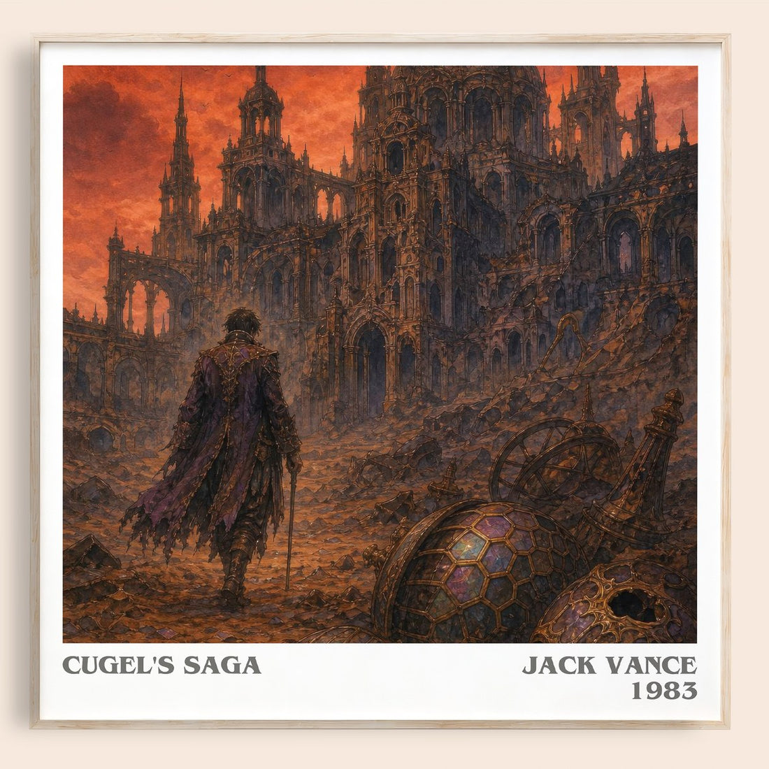 Cugel's Saga literary book poster by Jack Vance – framed literary art print