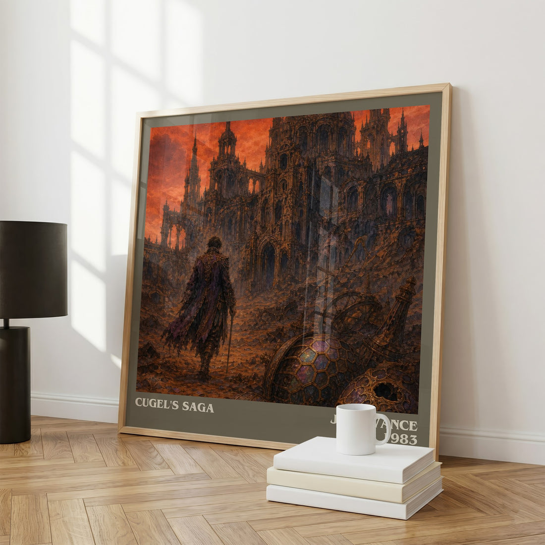 Cugel's Saga literary print framed by window – literary home decor