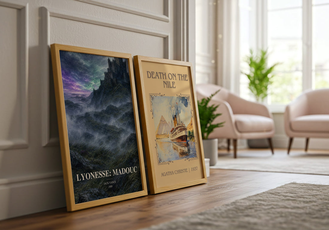 Lyonesse: Madouc watercolour print framed by window – literary home decor