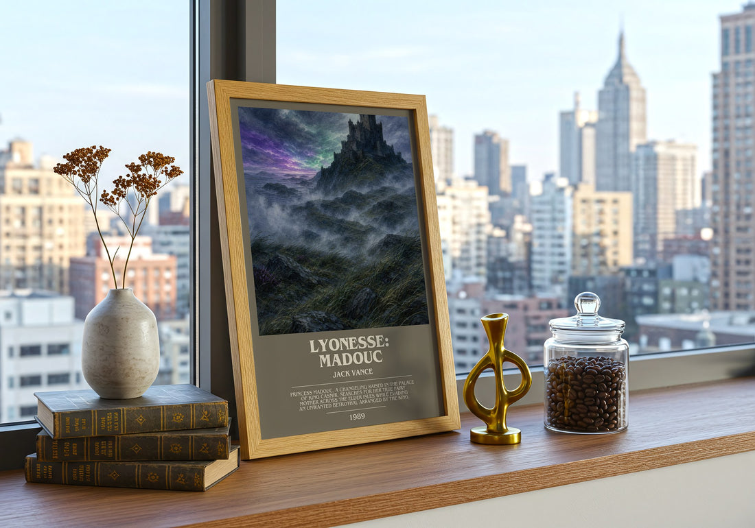 Lyonesse: Madouc bookish print framed by window – literary home decor