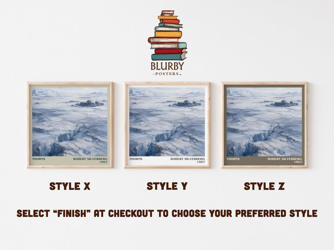 Thorns literary print in frame leaning in hallway – sci fi wall art (mockup)