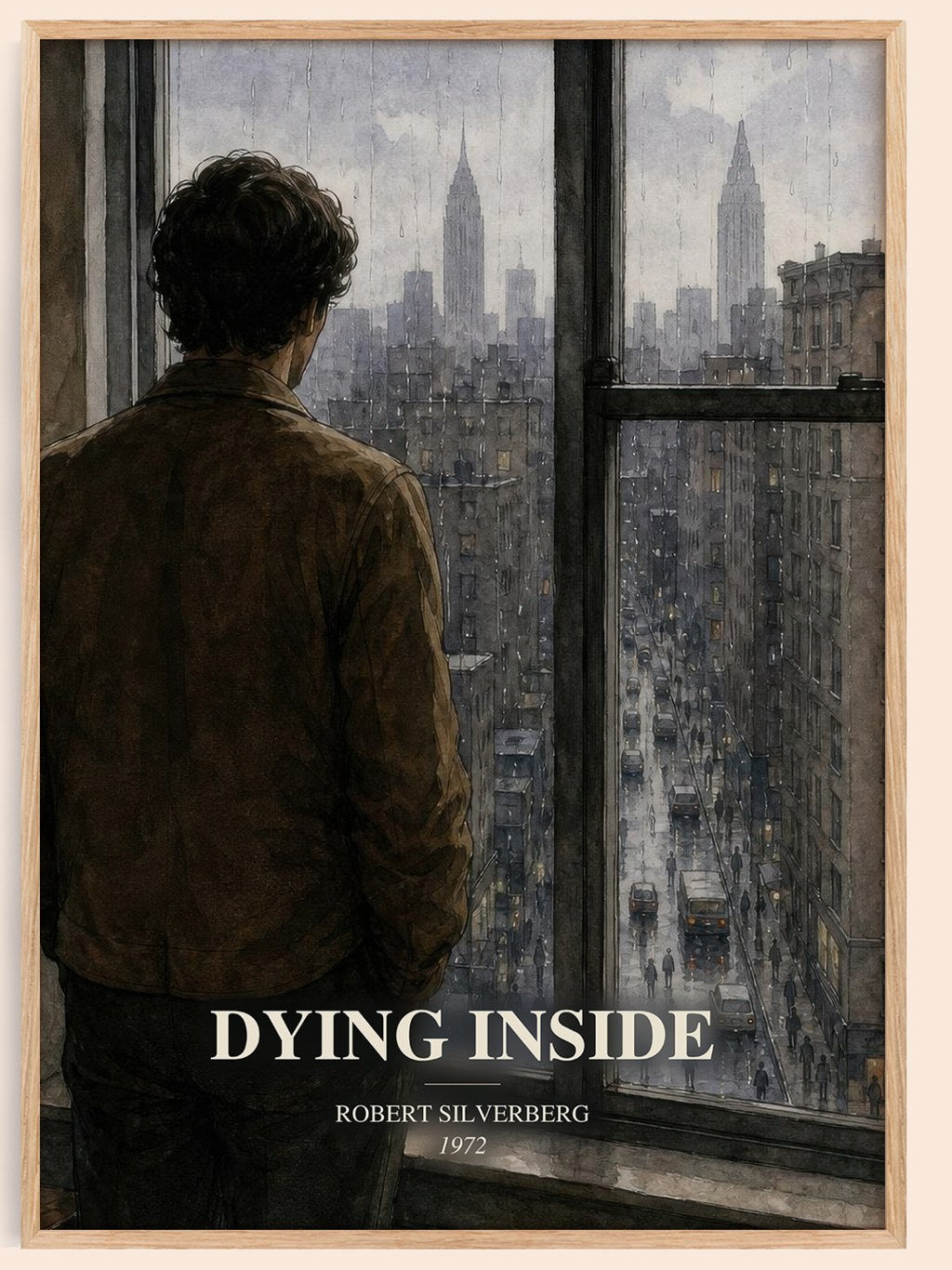 Dying Inside watercolour book poster by Robert Silverberg – framed literary art print
