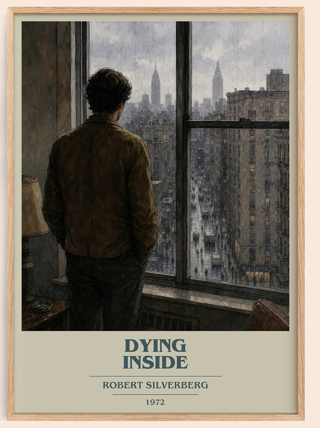 Dying Inside book cover book poster by Robert Silverberg – framed literary art print