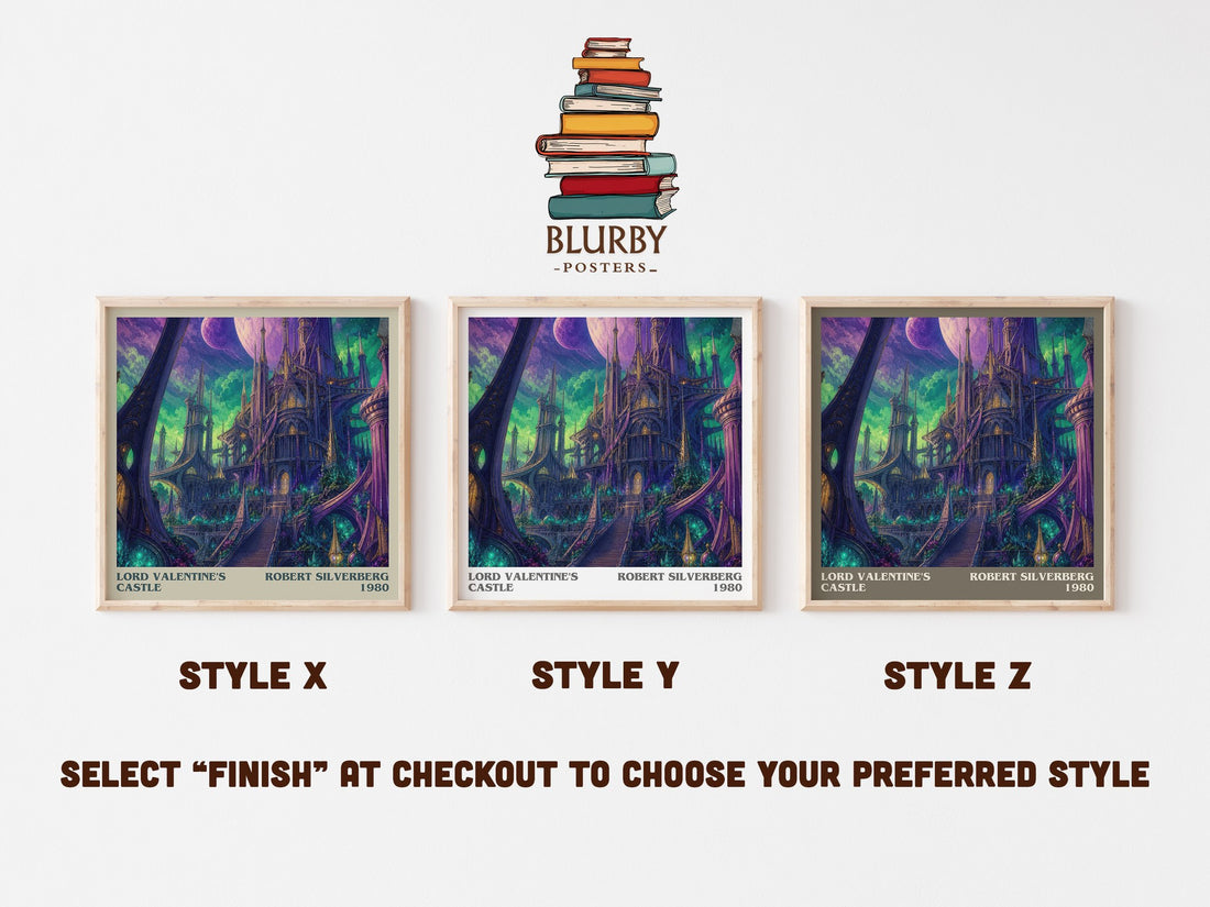 Lord Valentine's Castle literary print in frame leaning in hallway – sci fi wall art (mockup)