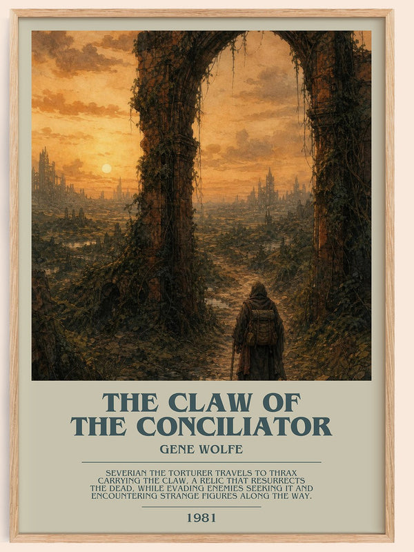 The Claw of the Conciliator bookish book poster by Gene Wolfe – framed literary art print
