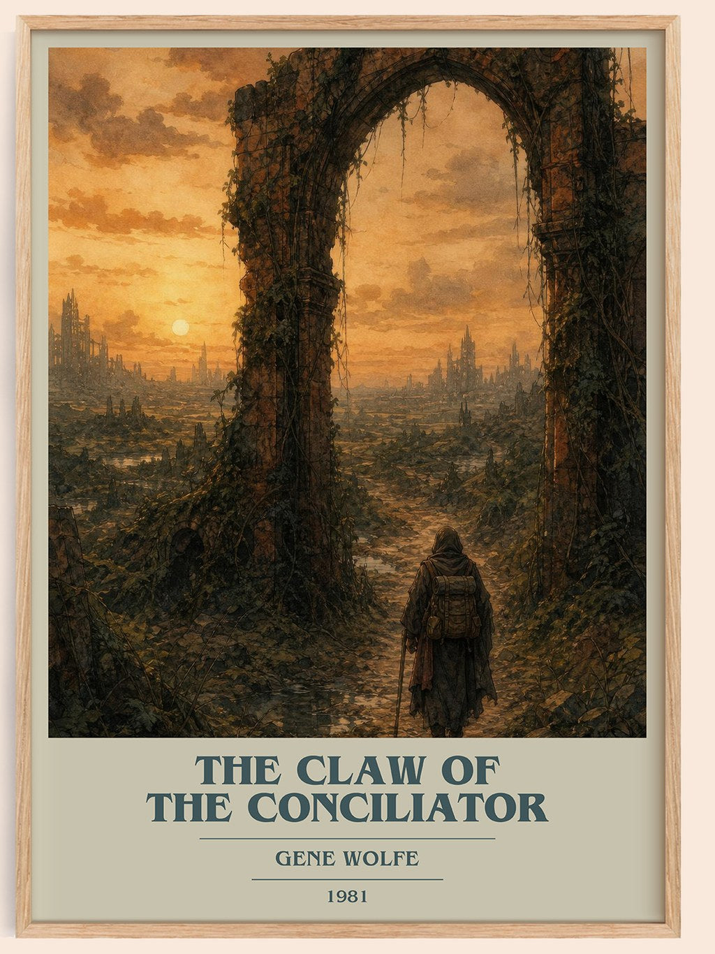 The Claw of the Conciliator book cover book poster by Gene Wolfe – framed literary art print