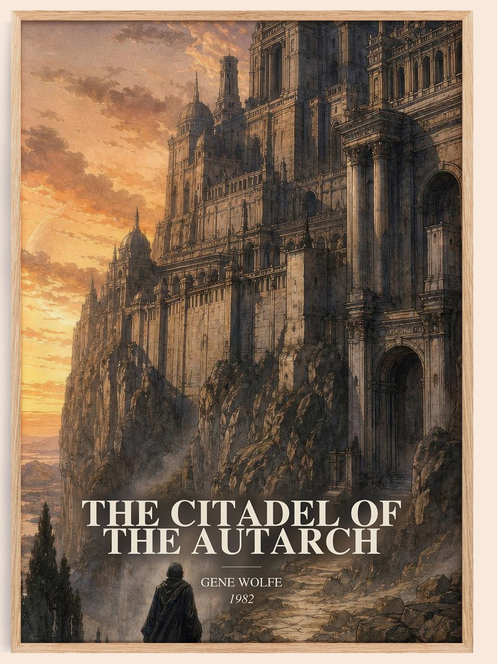 The Citadel of the Autarch watercolour book poster by Gene Wolfe – framed literary art print