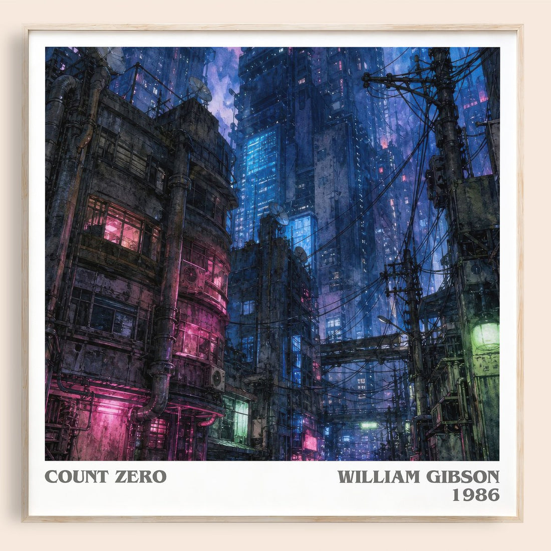Count Zero literary book poster by William Gibson – framed literary art print