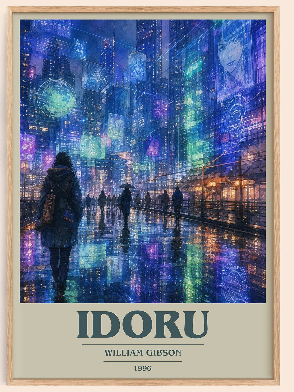 Idoru book cover book poster by William Gibson – framed literary art print