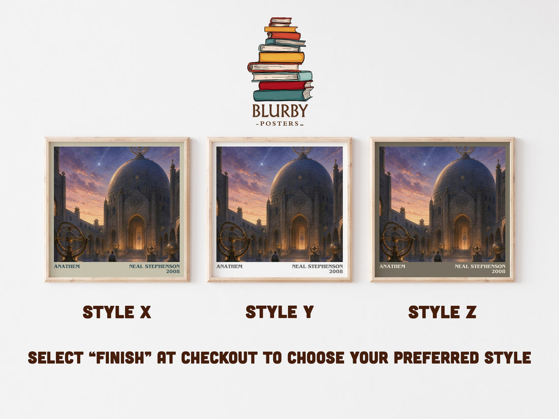 Anathem literary print in frame leaning in hallway – sci fi wall art (mockup)