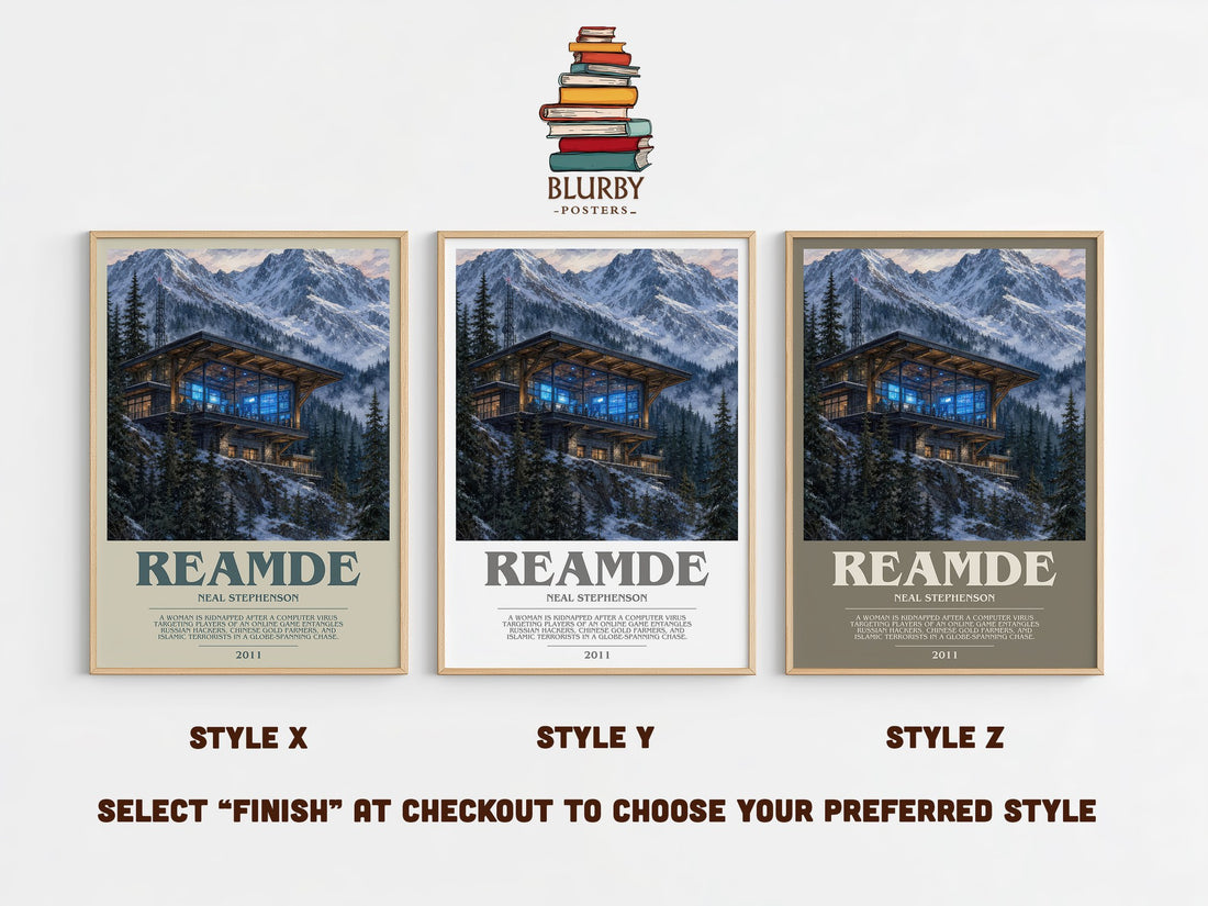 Reamde bookish print in frame leaning in hallway – thriller wall art (mockup)