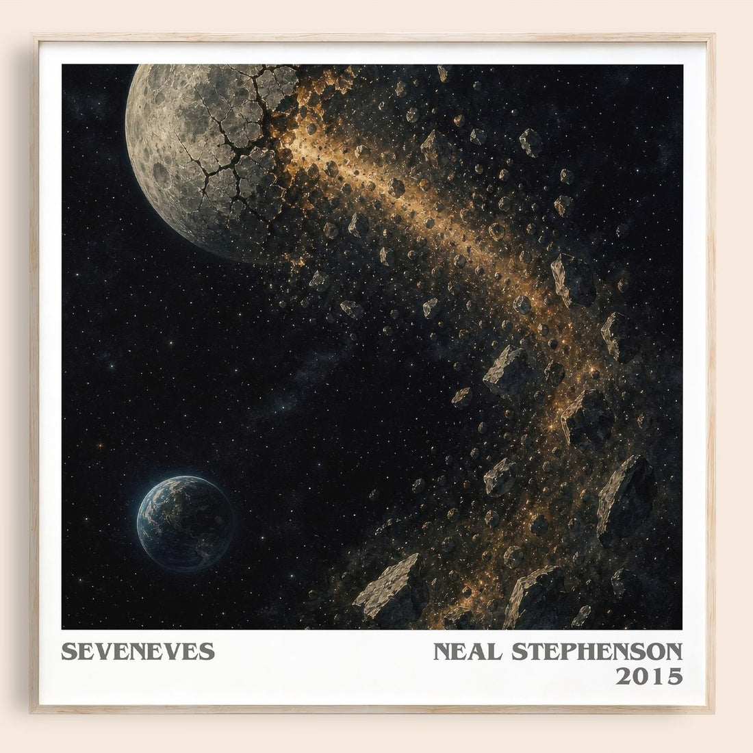 Seveneves literary book poster by Neal Stephenson – framed literary art print