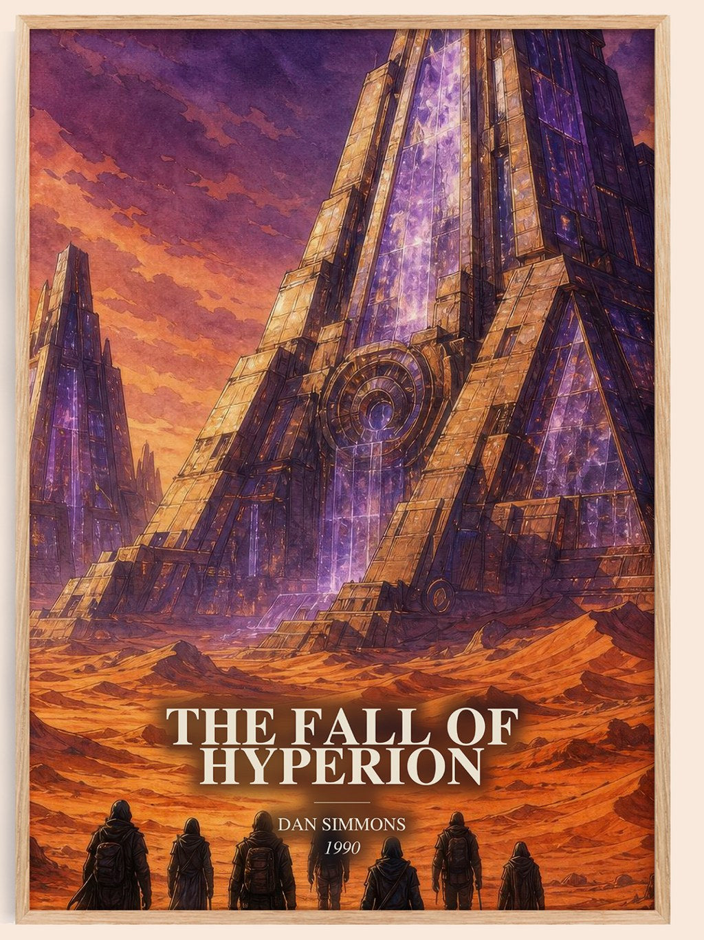 The Fall of Hyperion watercolour book poster by Dan Simmons – framed literary art print