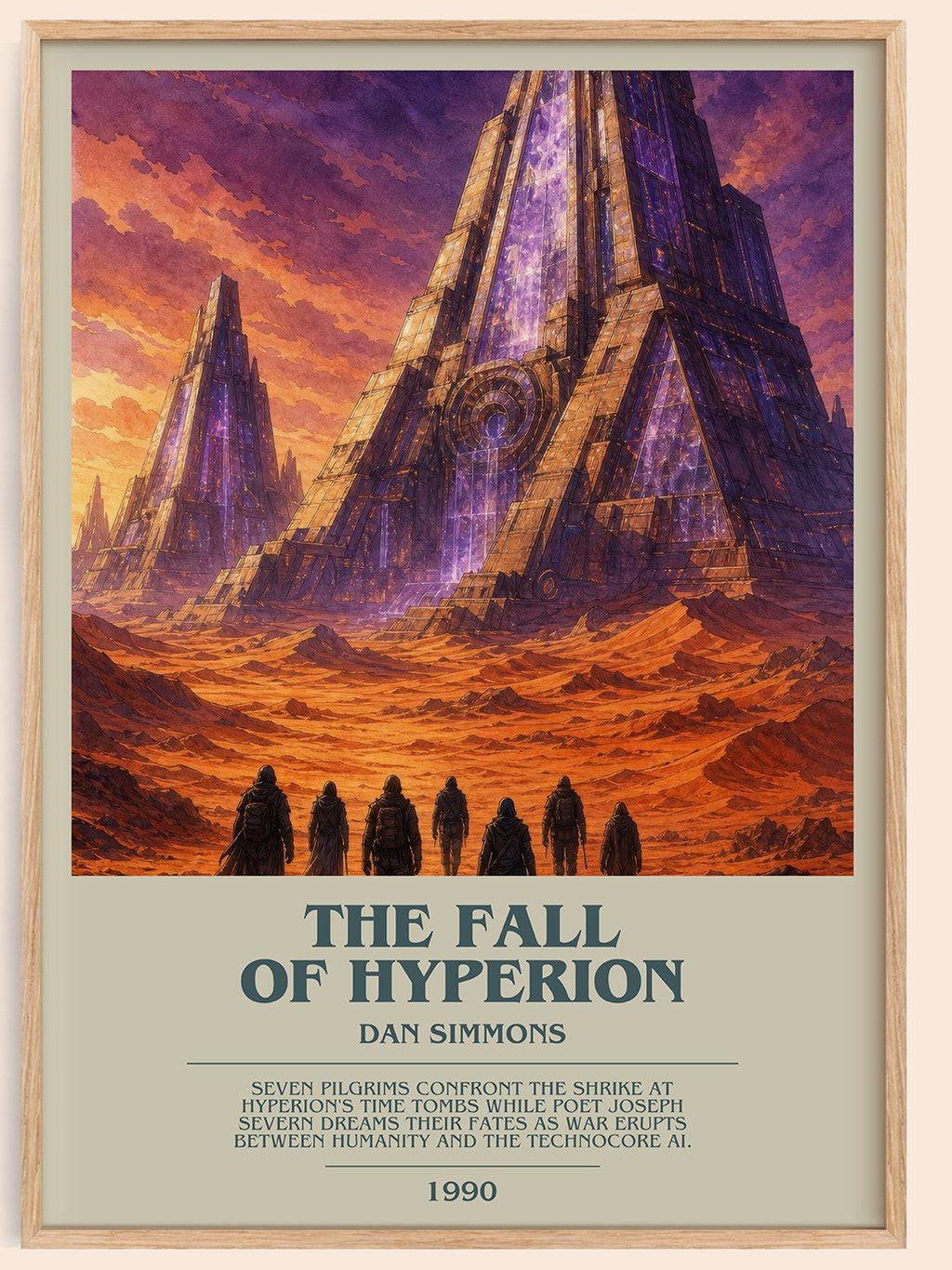 The Fall of Hyperion bookish book poster by Dan Simmons – framed literary art print