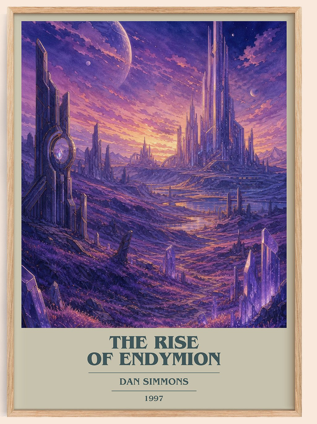 The Rise of Endymion book cover book poster by Dan Simmons – framed literary art print