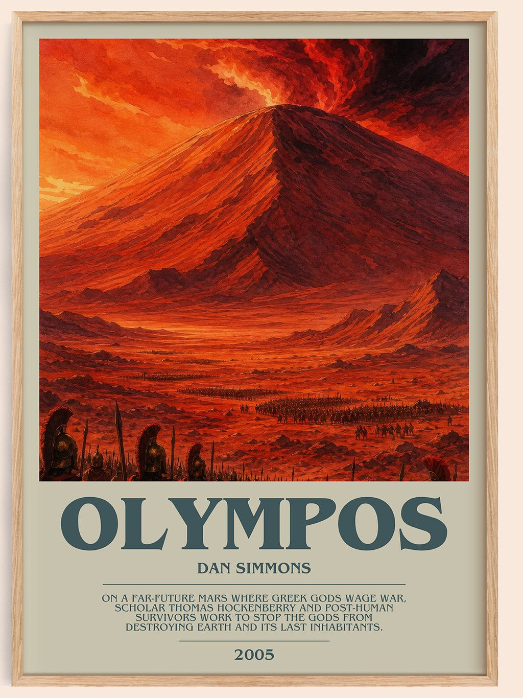 Olympos bookish book poster by Dan Simmons – framed literary art print