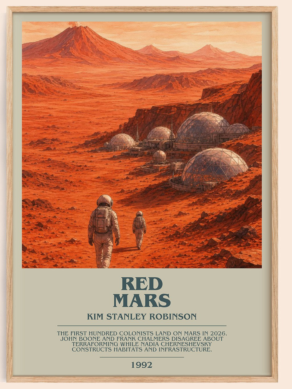 Red Mars bookish book poster by Kim Stanley Robinson – framed literary art print