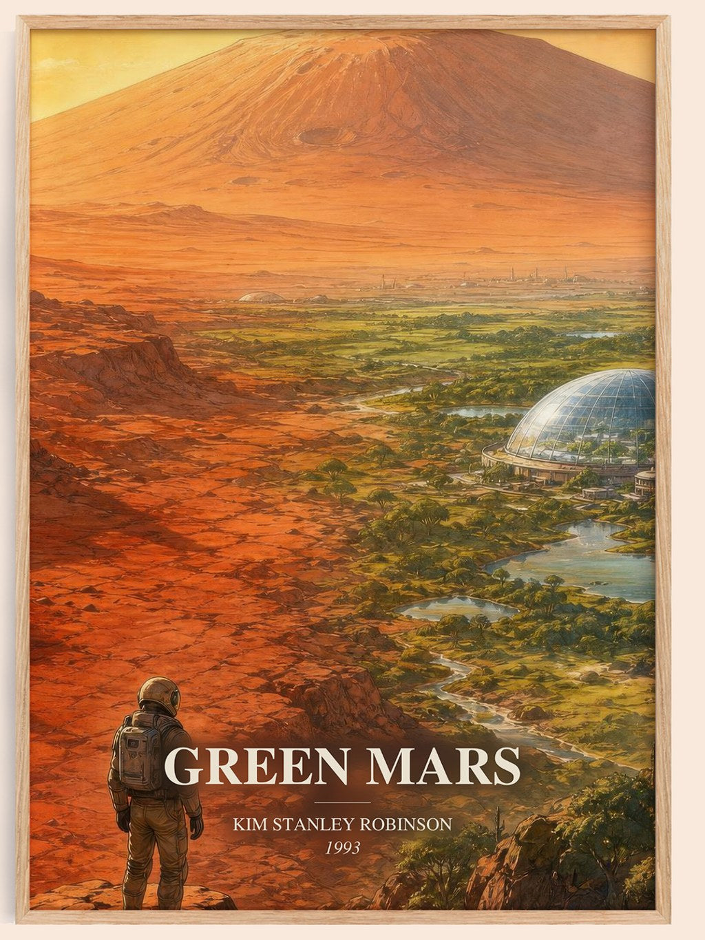 Green Mars watercolour book poster by Kim Stanley Robinson – framed literary art print