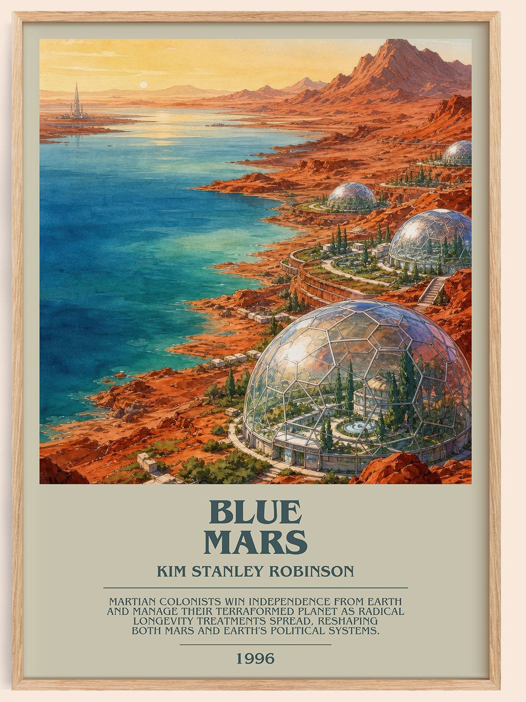 Blue Mars bookish book poster by Kim Stanley Robinson – framed literary art print