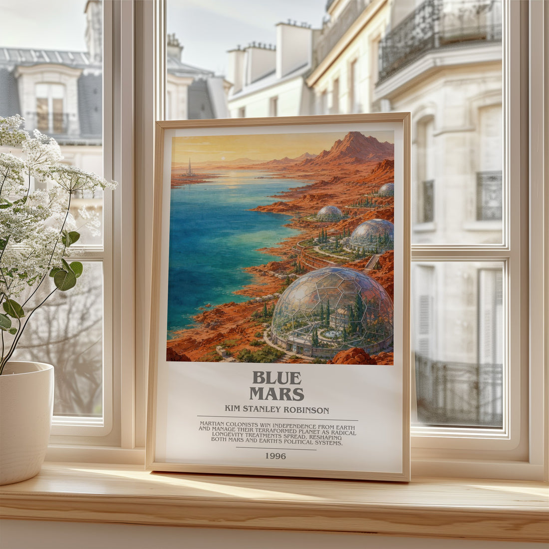 Blue Mars bookish poster colour and style options – Kim Stanley Robinson book art