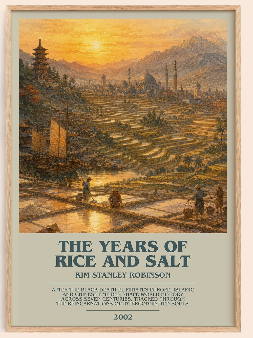 The Years of Rice and Salt bookish book poster by Kim Stanley Robinson – framed literary art print