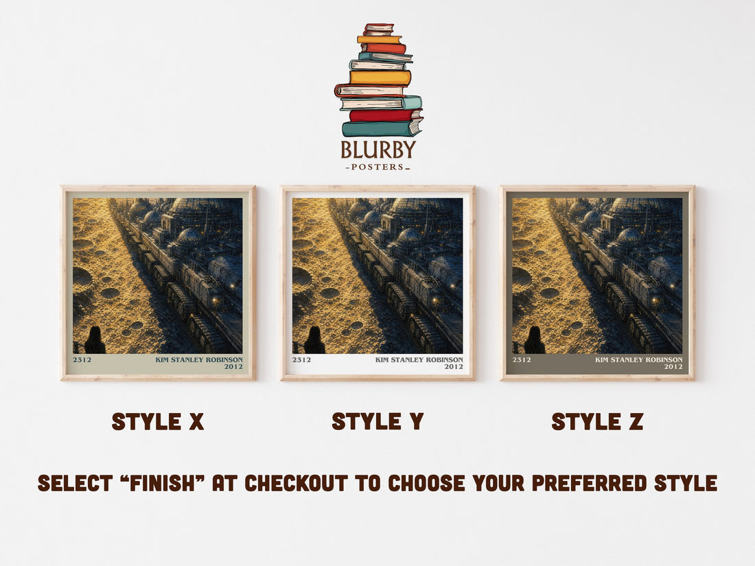 2312 literary print in frame leaning in hallway – sci fi wall art (mockup)