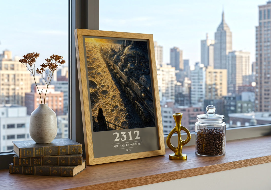 2312 book cover print framed by window – literary home decor