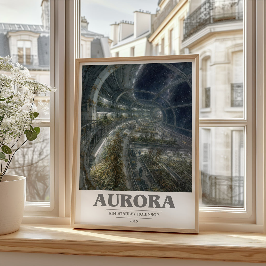 Aurora book cover poster colour and style options – Kim Stanley Robinson book art