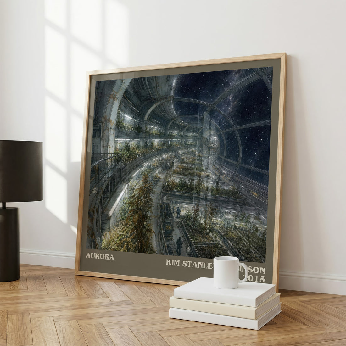 Aurora literary print framed by window – literary home decor