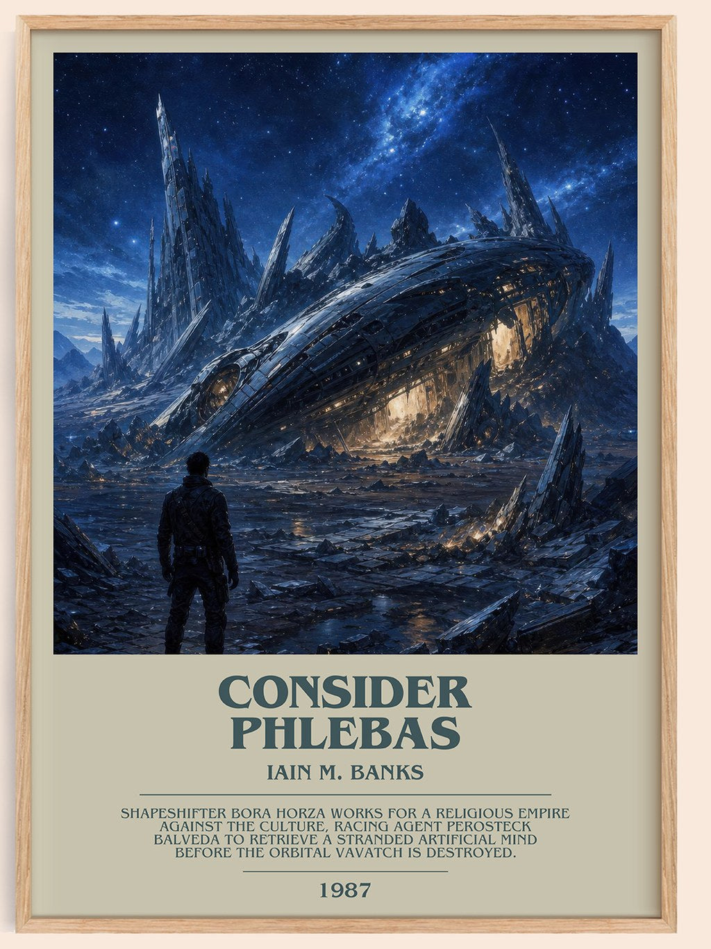 Consider Phlebas bookish book poster by Iain M. Banks – framed literary art print