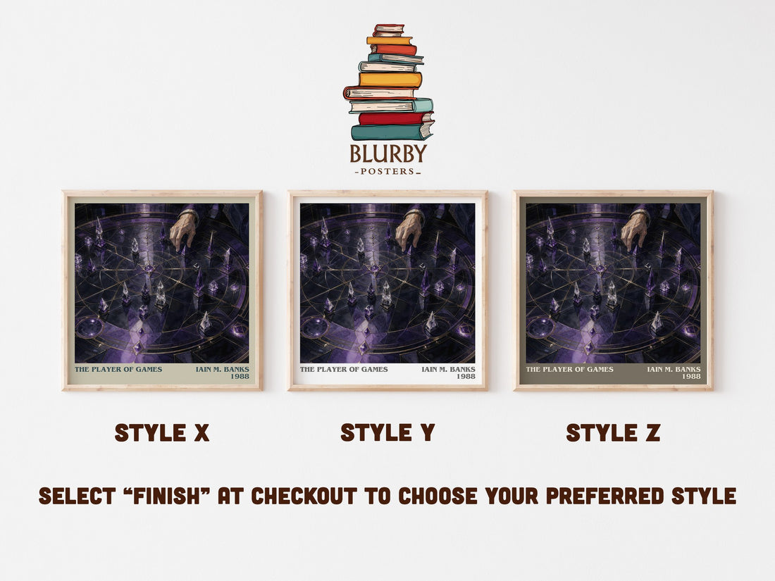 The Player of Games literary print in frame leaning in hallway – sci fi wall art (mockup)