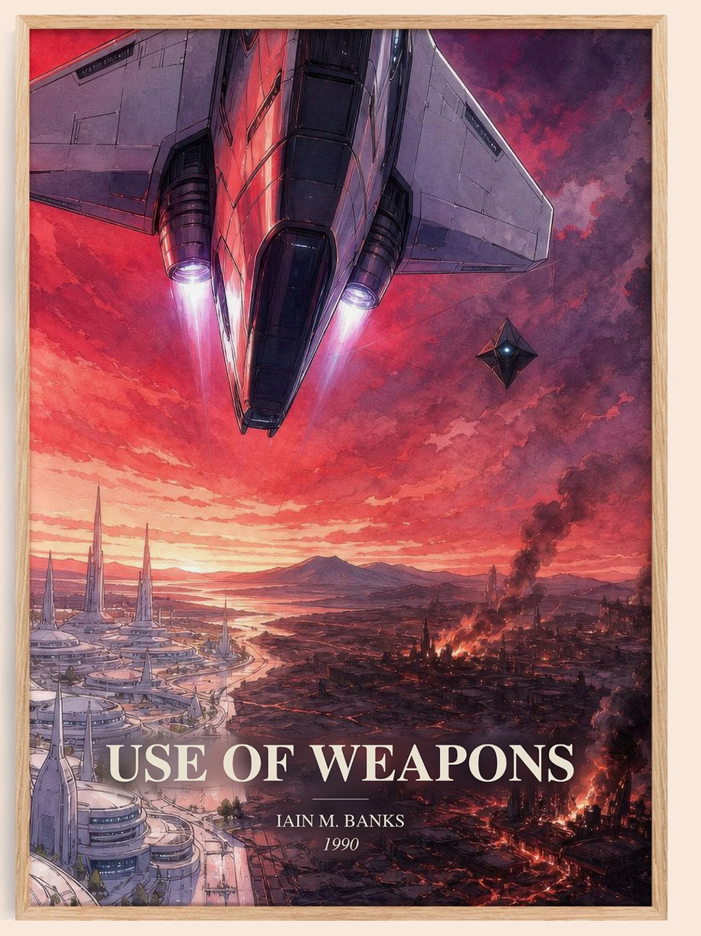 Use of Weapons watercolour book poster by Iain M. Banks – framed literary art print