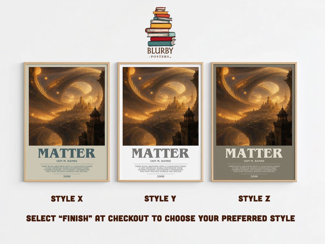Matter bookish print in frame leaning in hallway – sci fi wall art (mockup)