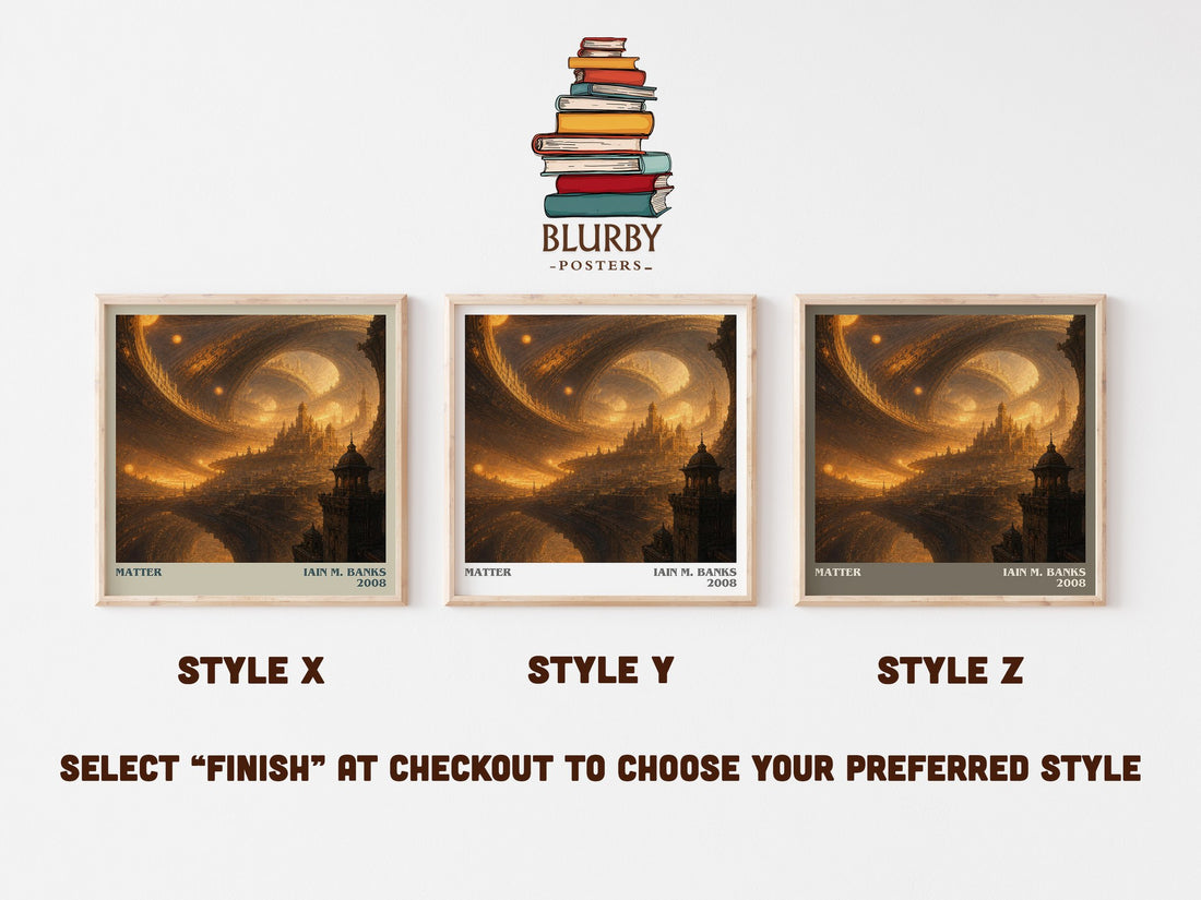 Matter literary print in frame leaning in hallway – sci fi wall art (mockup)