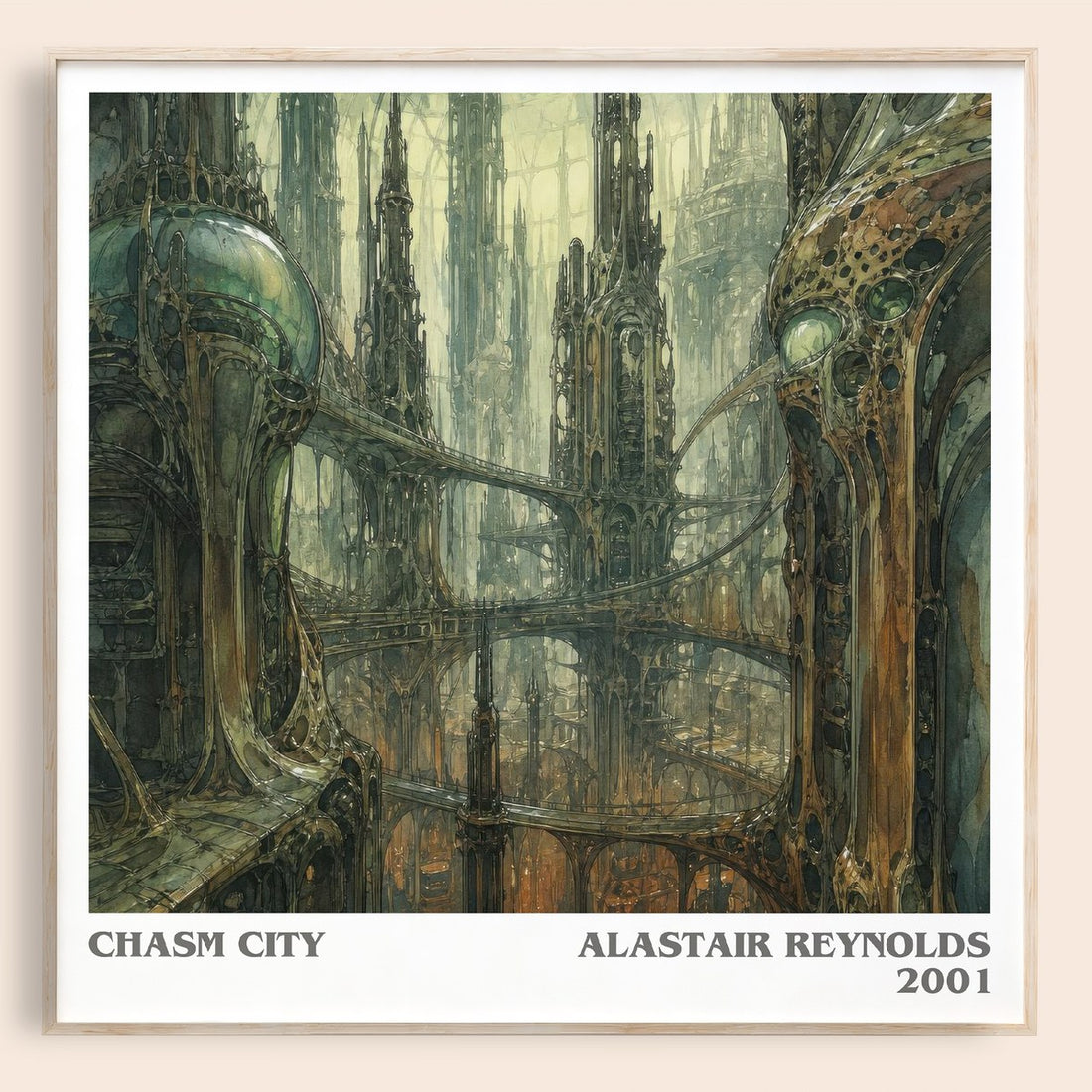 Chasm City literary book poster by Alastair Reynolds – framed literary art print