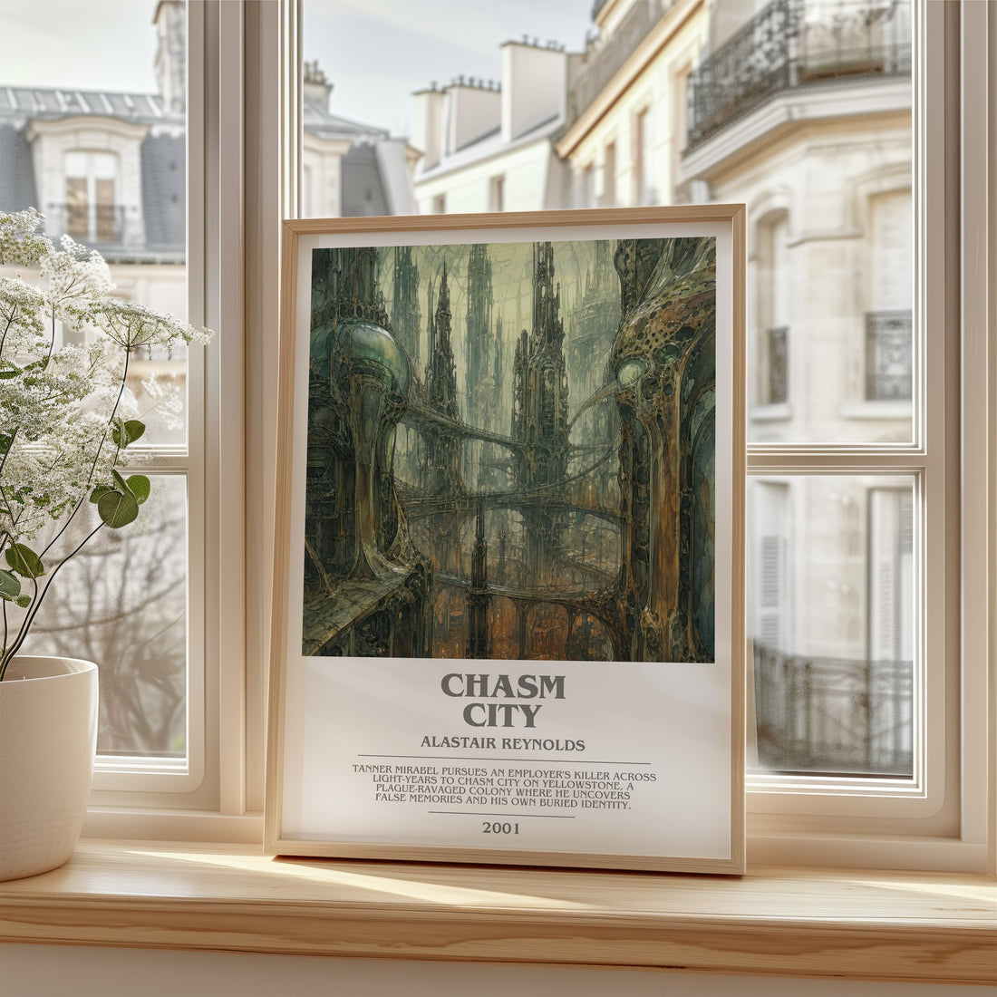 Chasm City bookish poster colour and style options – Alastair Reynolds book art