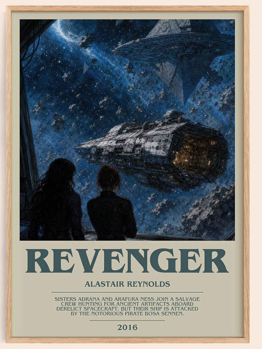 Revenger bookish book poster by Alastair Reynolds – framed literary art print