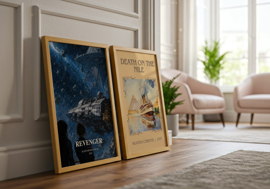 Revenger watercolour print framed by window – literary home decor