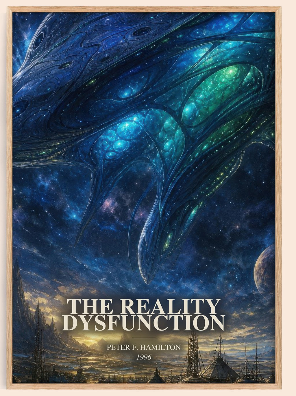 The Reality Dysfunction watercolour book poster by Peter F. Hamilton – framed literary art print