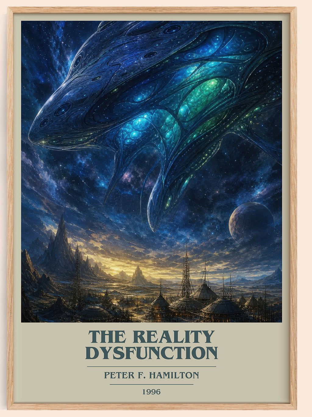 The Reality Dysfunction book cover book poster by Peter F. Hamilton – framed literary art print