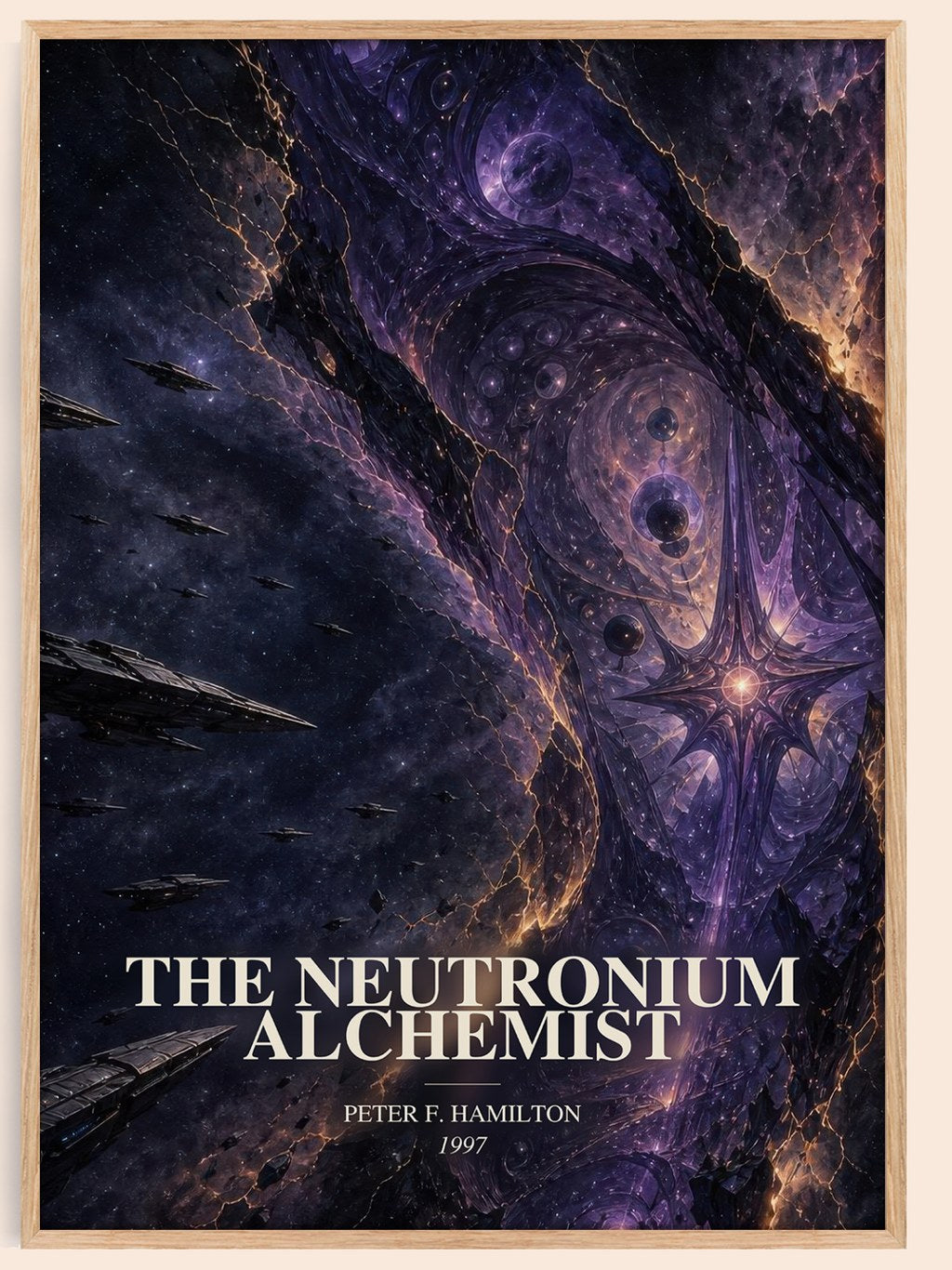 The Neutronium Alchemist watercolour book poster by Peter F. Hamilton – framed literary art print