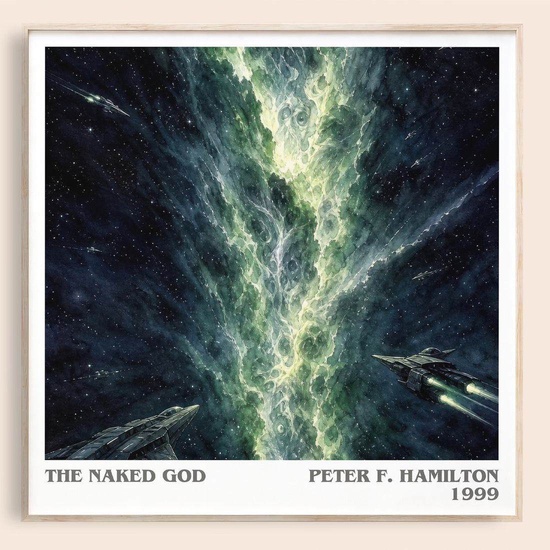 The Naked God literary book poster by Peter F. Hamilton – framed literary art print