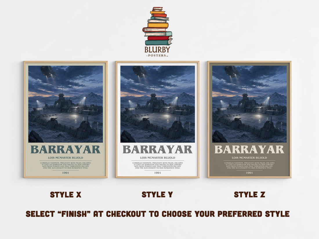 Barrayar bookish print in frame leaning in hallway – sci fi wall art (mockup)