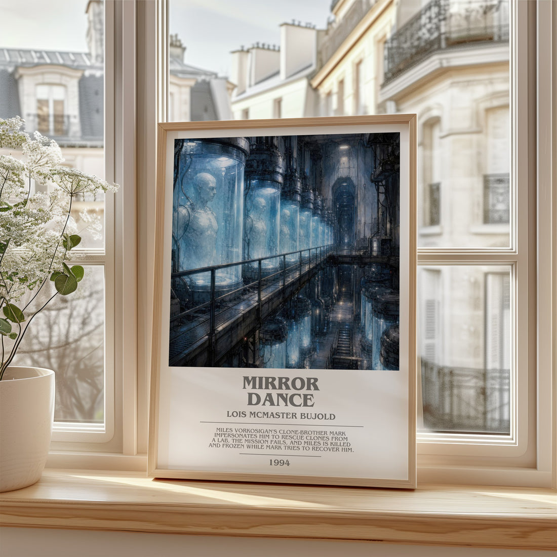 Mirror Dance bookish poster colour and style options – Lois McMaster Bujold book art