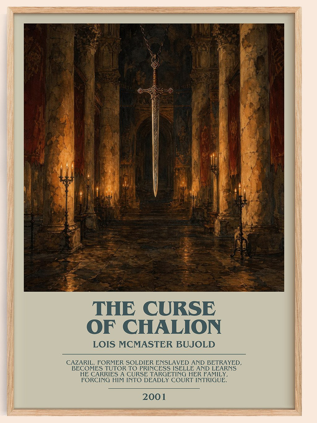 The Curse of Chalion bookish book poster by Lois McMaster Bujold – framed literary art print