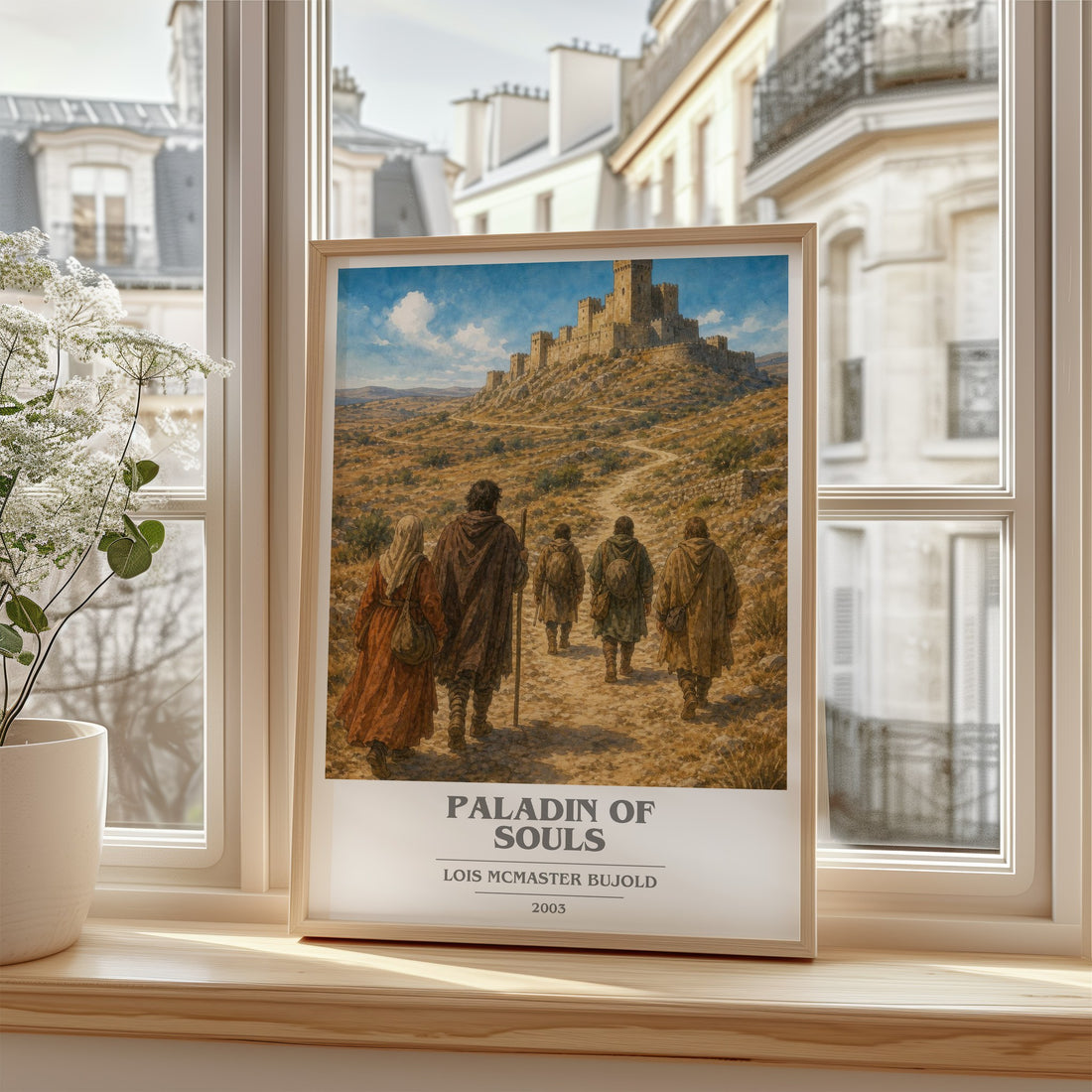 Paladin of Souls Book Cover Poster by Lois McMaster Bujold – framed print by a bright window