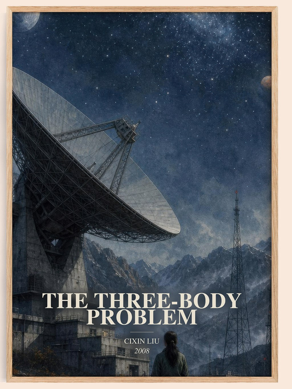 The Three-Body Problem watercolour book poster by Cixin Liu – framed literary art print