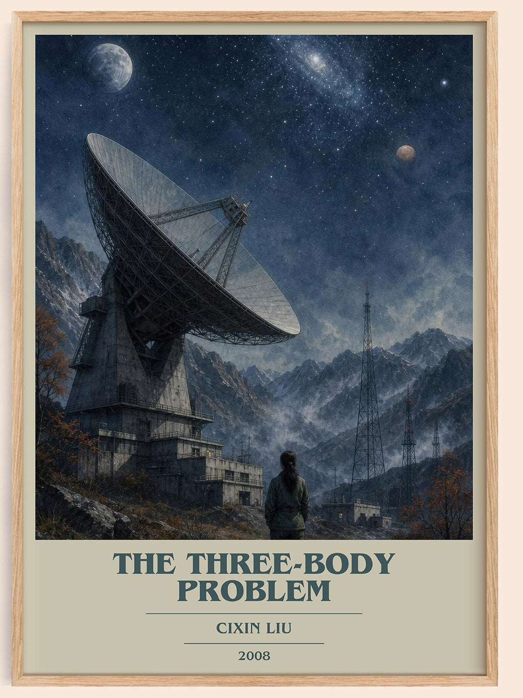 The Three-Body Problem book cover book poster by Cixin Liu – framed literary art print