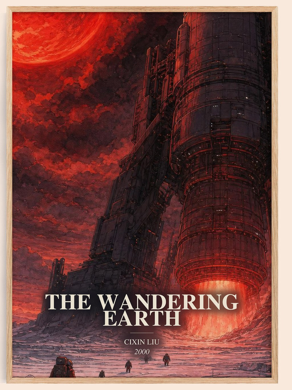 The Wandering Earth watercolour book poster by Cixin Liu – framed literary art print